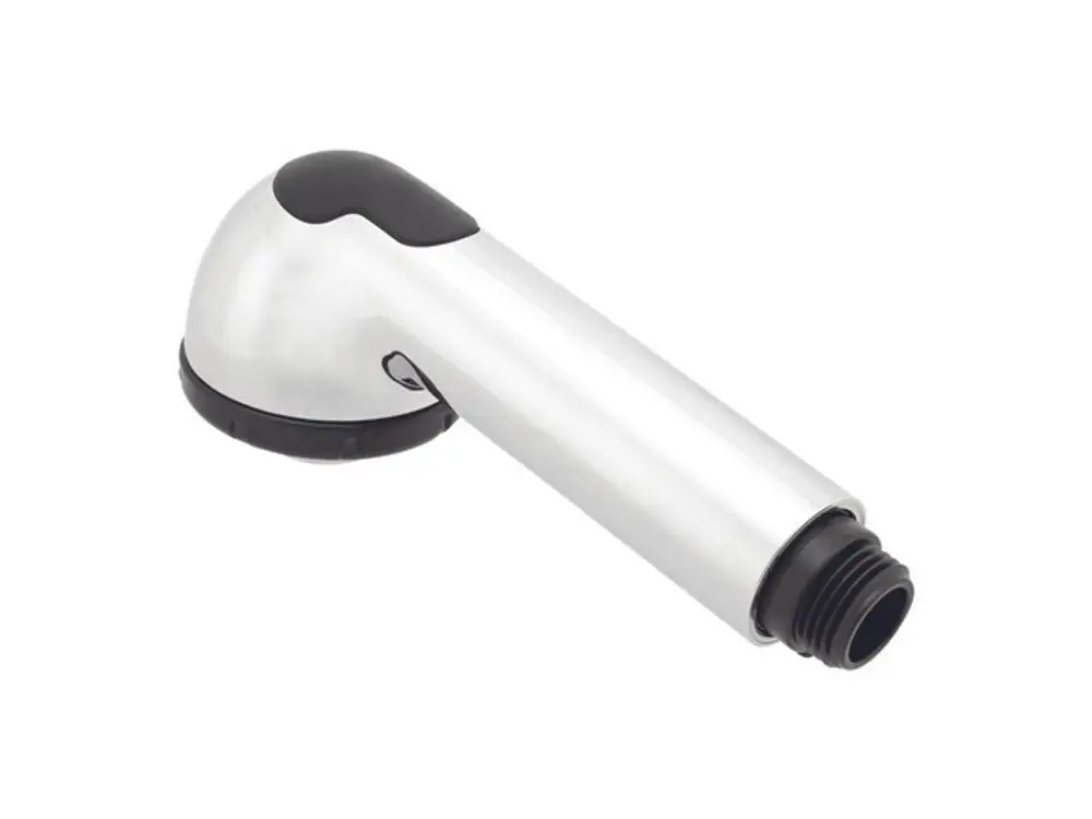 Chromfarbene Geschirrbrause von Ideal Standard mit einem ergonomischen Design und einem gebogenen Handauslauf. Anschluss für Standardanschlüsse vorhanden.
